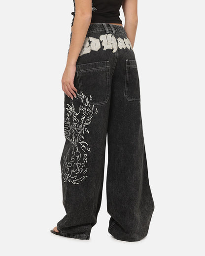 Ed Hardy Women's Distressed Logo Jeans Black