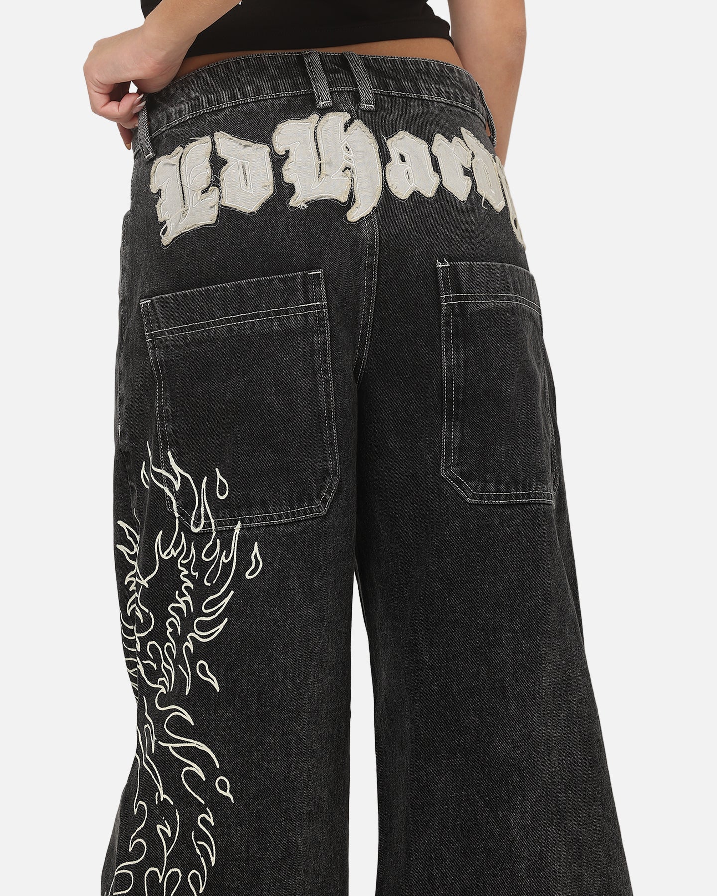 Ed Hardy Women's Distressed Logo Jeans Black