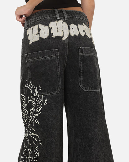 Ed Hardy Women's Distressed Logo Jeans Black
