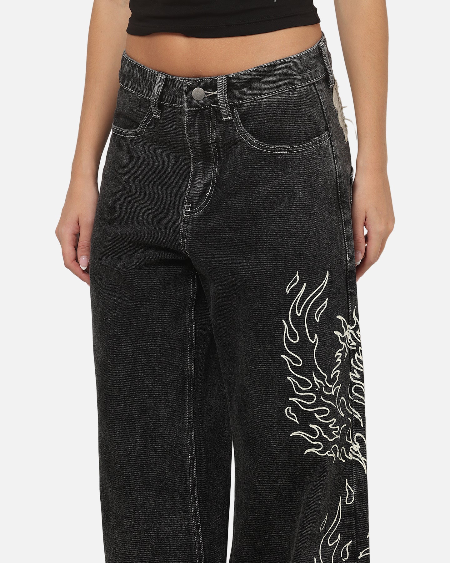 Ed Hardy Women's Distressed Logo Jeans Black