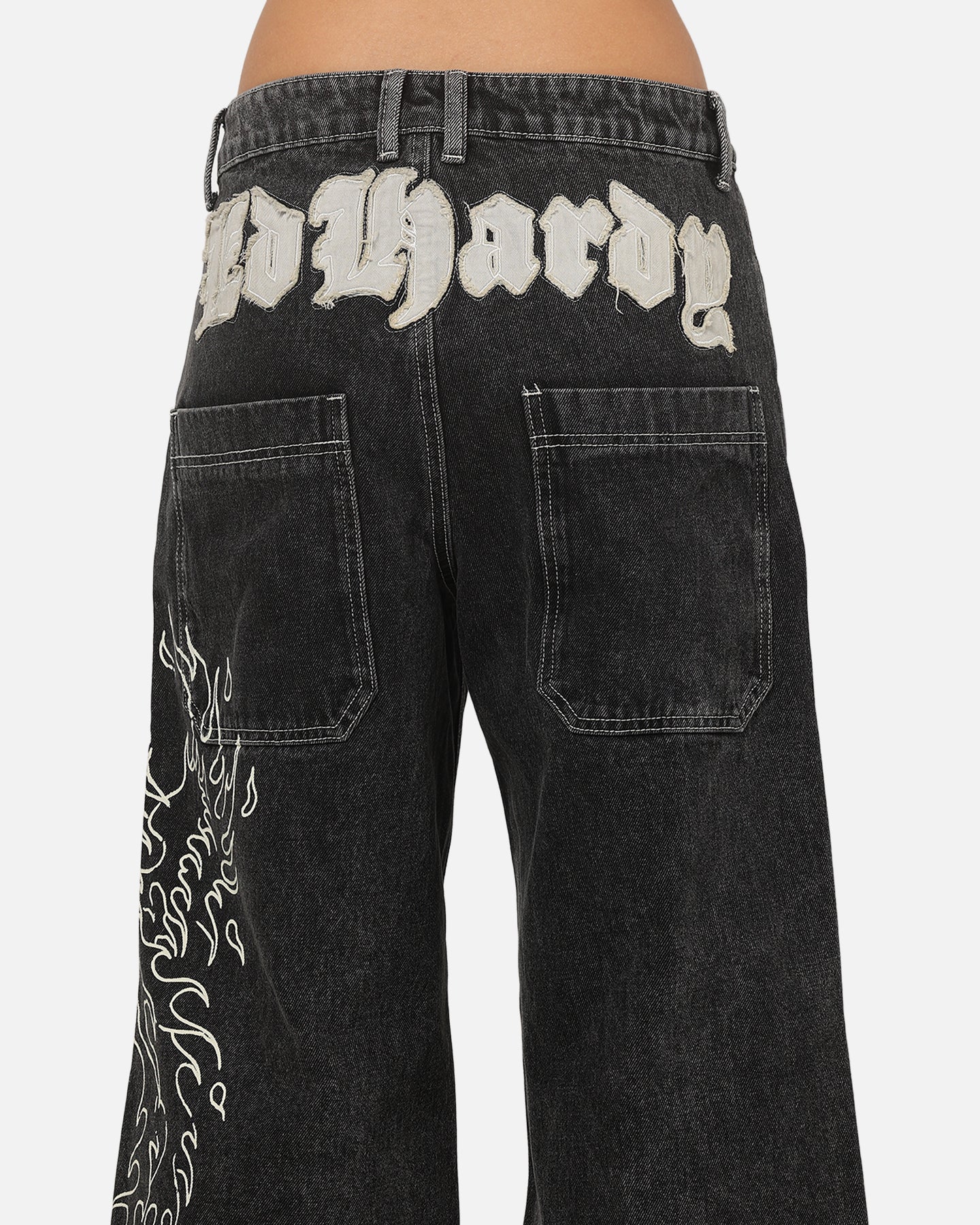 Ed Hardy Women's Distressed Logo Jeans Black