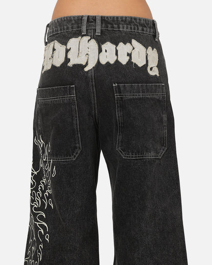 Ed Hardy Women's Distressed Logo Jeans Black