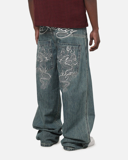 Ed Hardy Dragon Ultra Wide Jeans Mid Blue