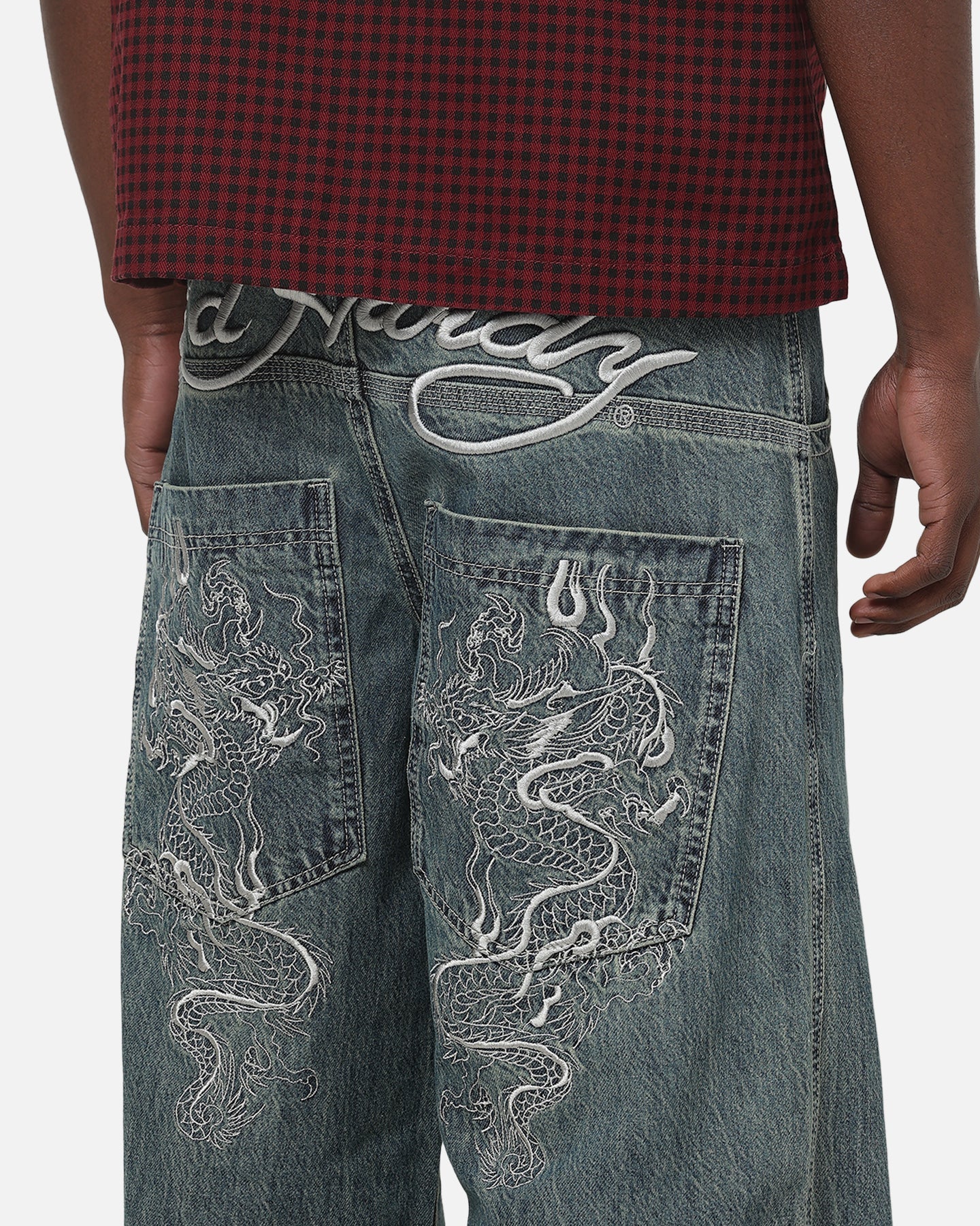 Ed Hardy Dragon Ultra Wide Jeans Mid Blue