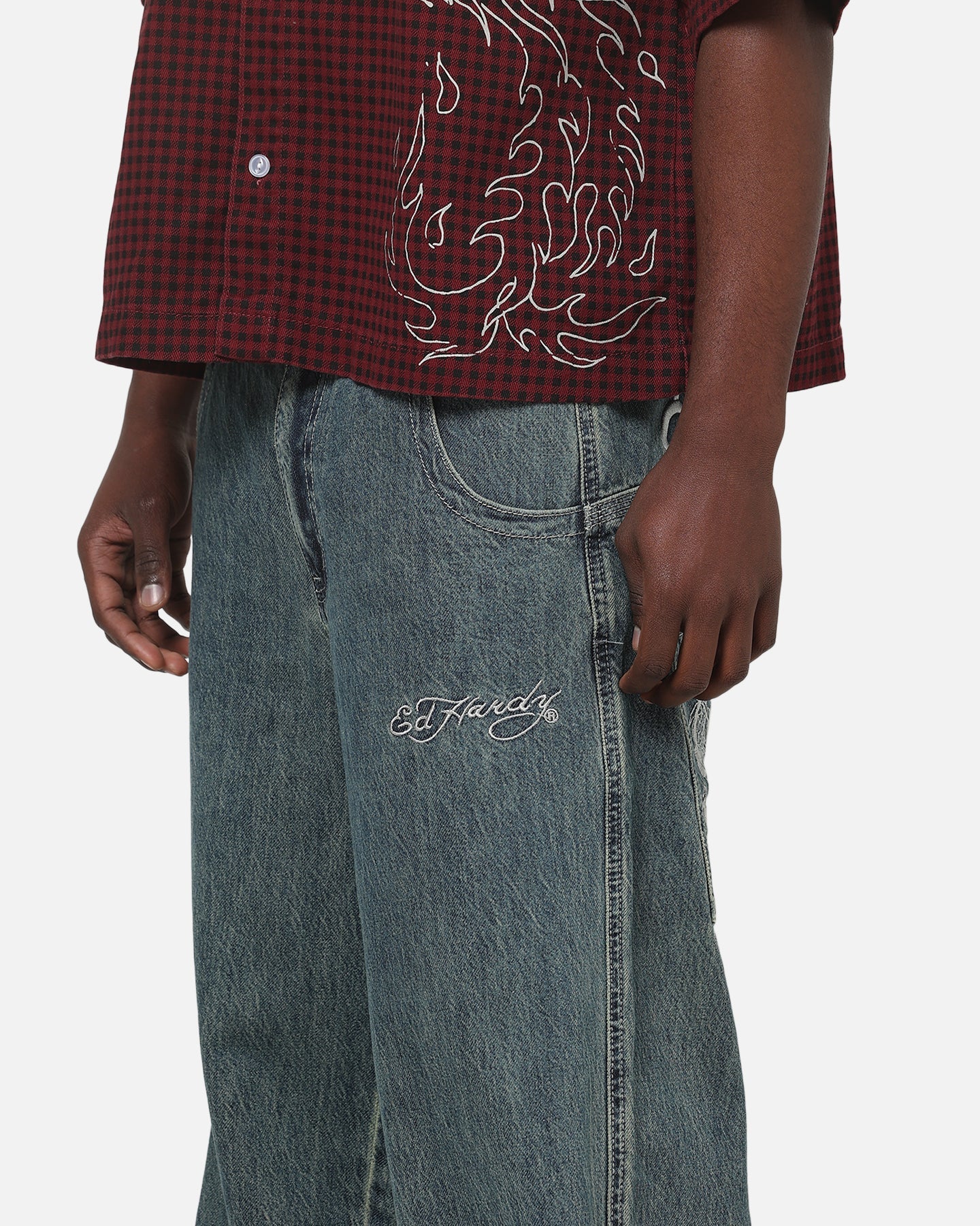 Ed Hardy Dragon Ultra Wide Jeans Mid Blue