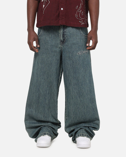 Ed Hardy Dragon Ultra Wide Jeans Mid Blue