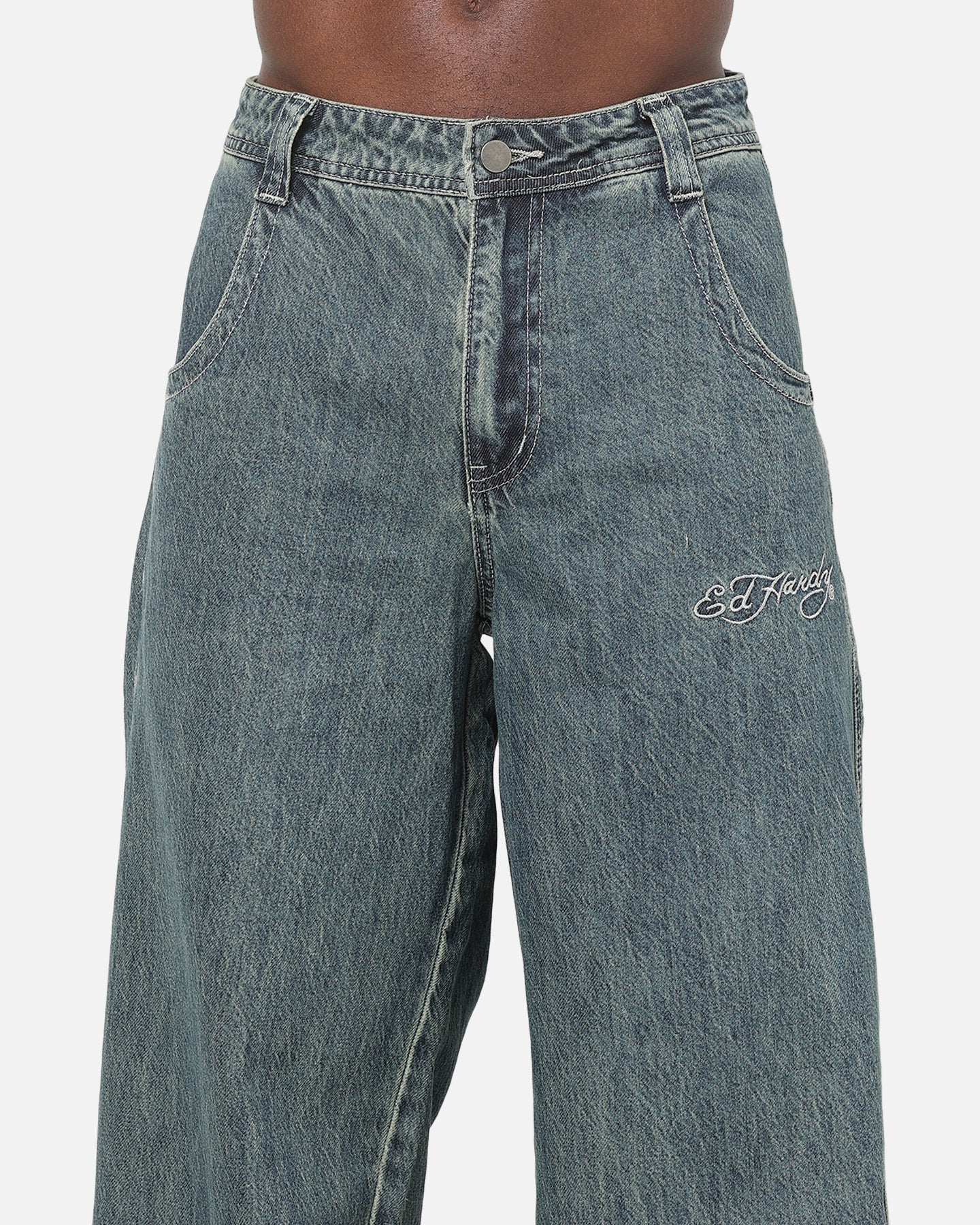 Ed Hardy Dragon Ultra Wide Jeans Mid Blue