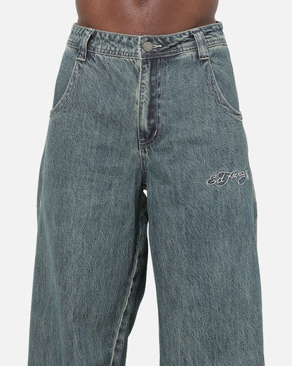 Ed Hardy Dragon Ultra Wide Jeans Mid Blue