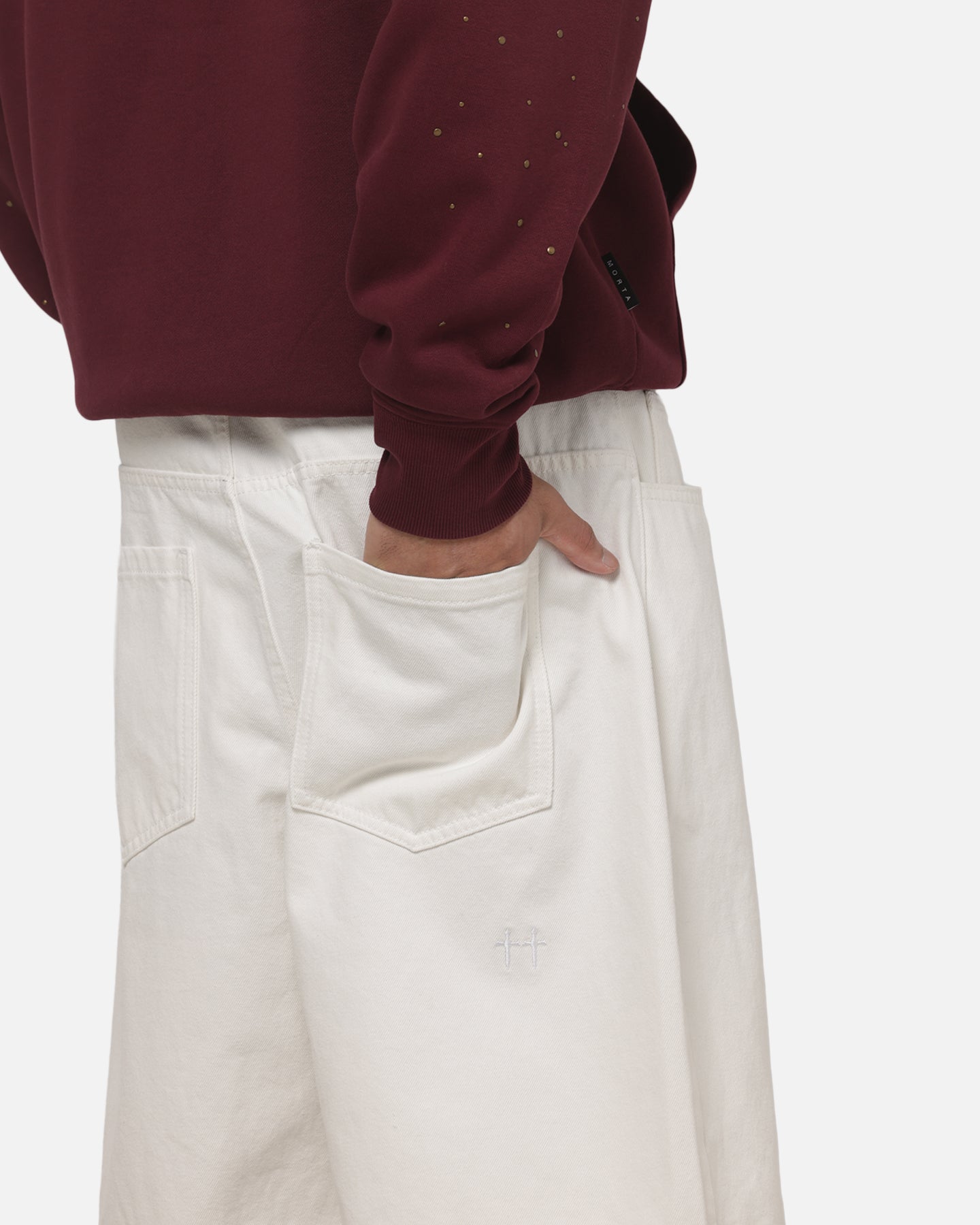 Saint Morta Umbra Scripted Jorts Off White