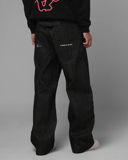 Loiter Selvedge Denim Boot Cut Jeans Black
