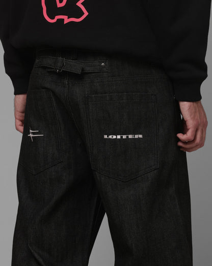 Loiter Selvedge Denim Boot Cut Jeans Black