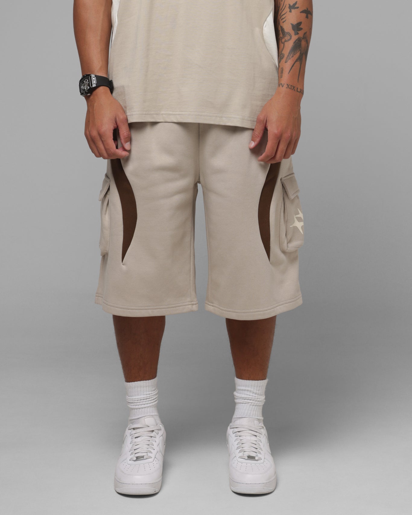 Loiter Hybrid Tek Cargo Shorts Stone
