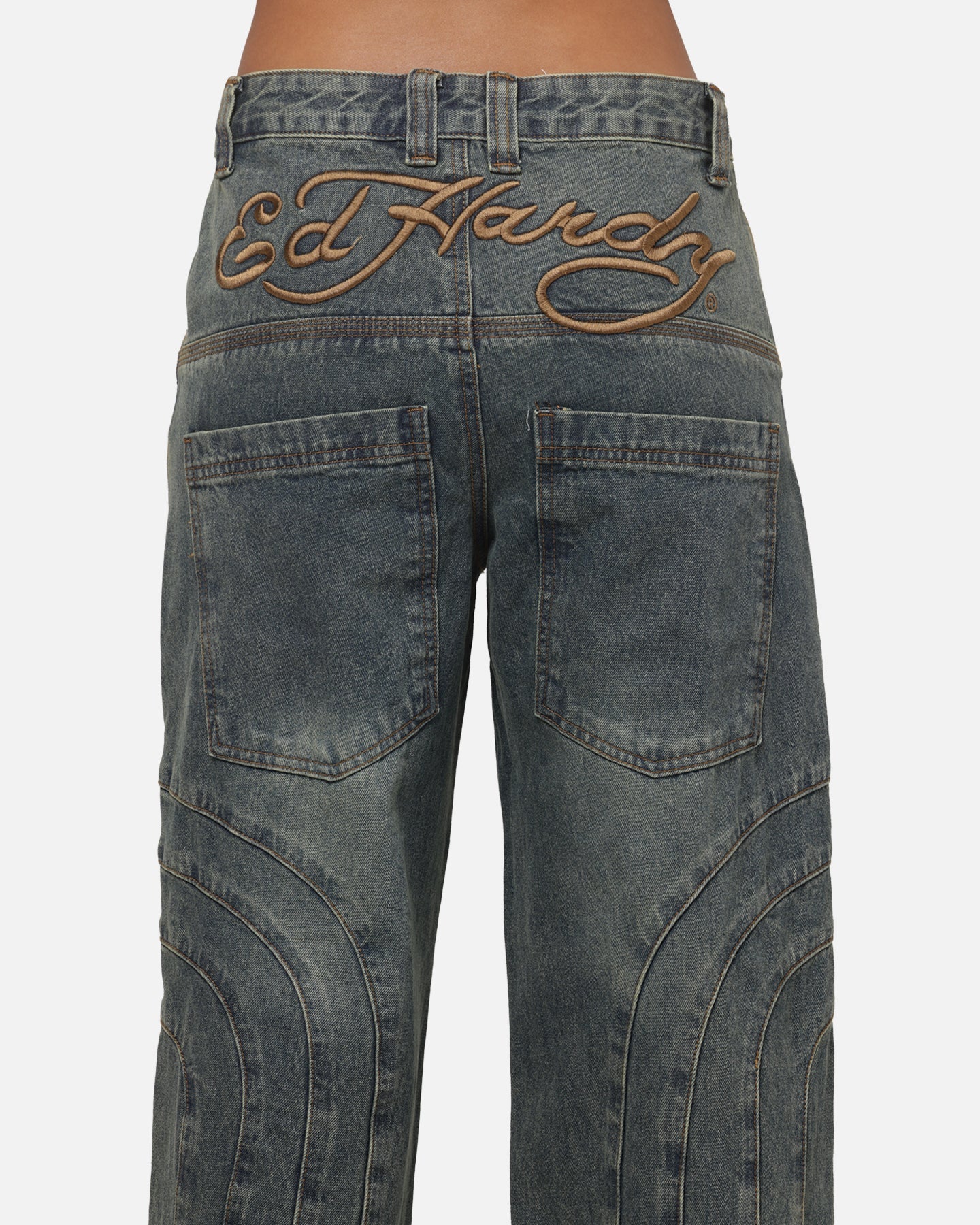 Women's Panelled Ultra Baggy Jeans Mid Blue
