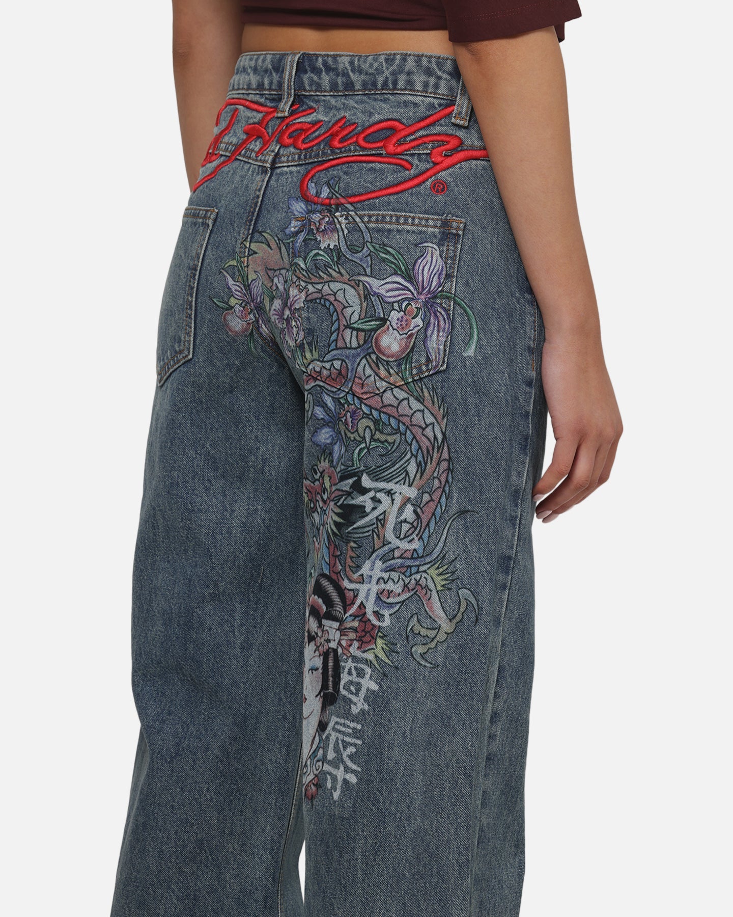AVILA Ed Hardy Women's Death Before Dishonour Jeans Blue