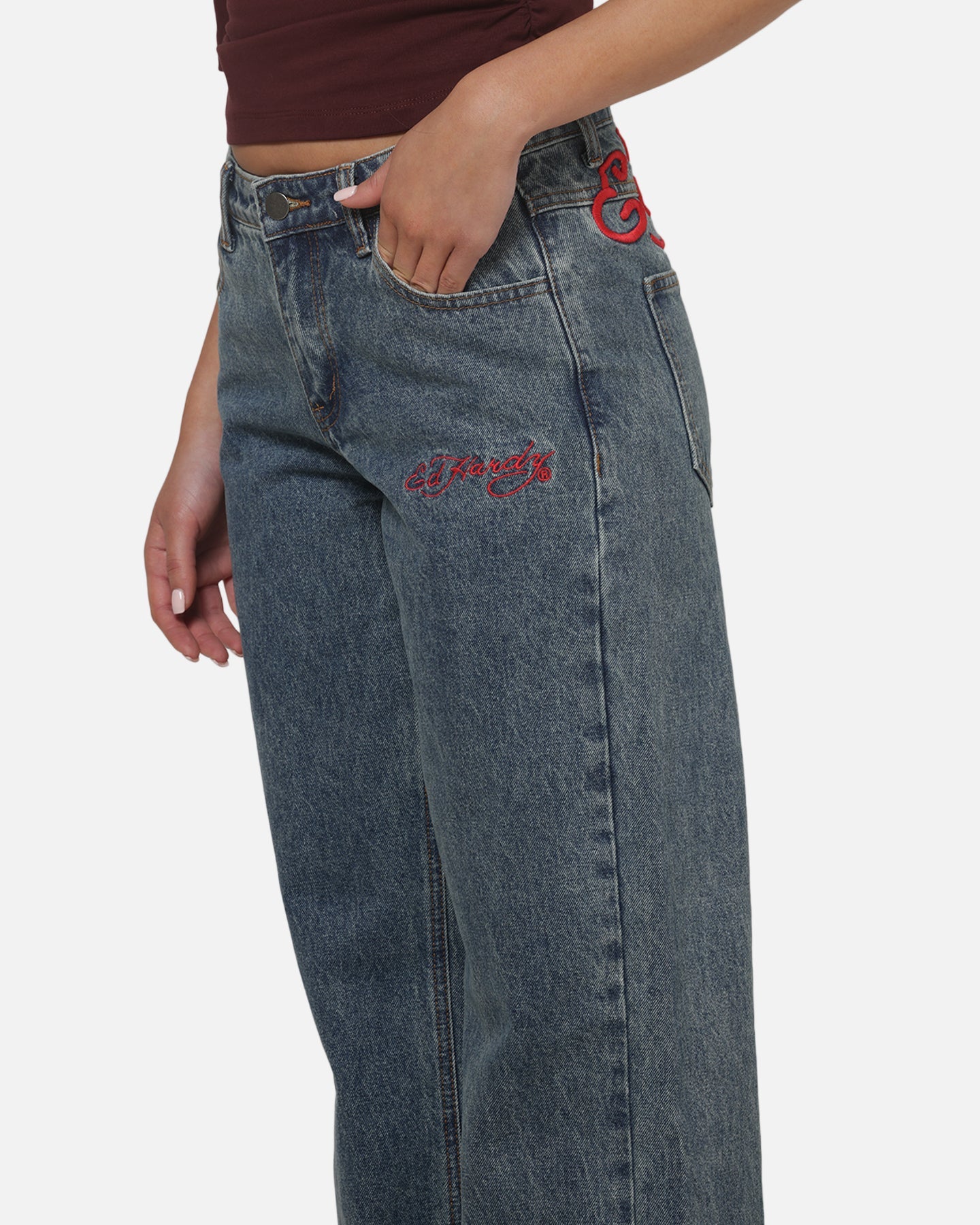 AVILA Ed Hardy Women's Death Before Dishonour Jeans Blue