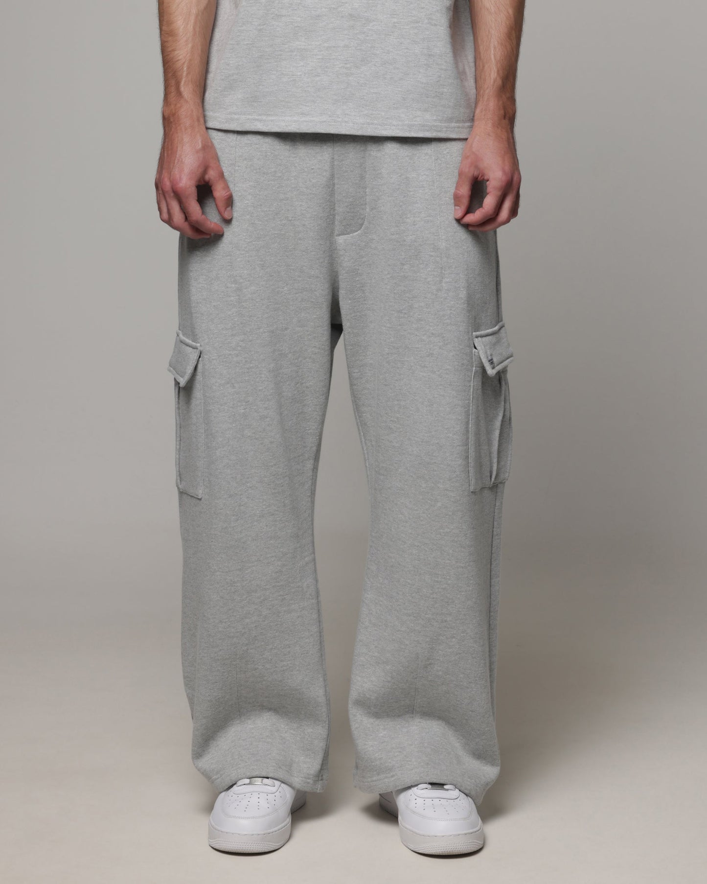 AVILA American Thrift Cargo Wide Leg Track Pants Grey Marle