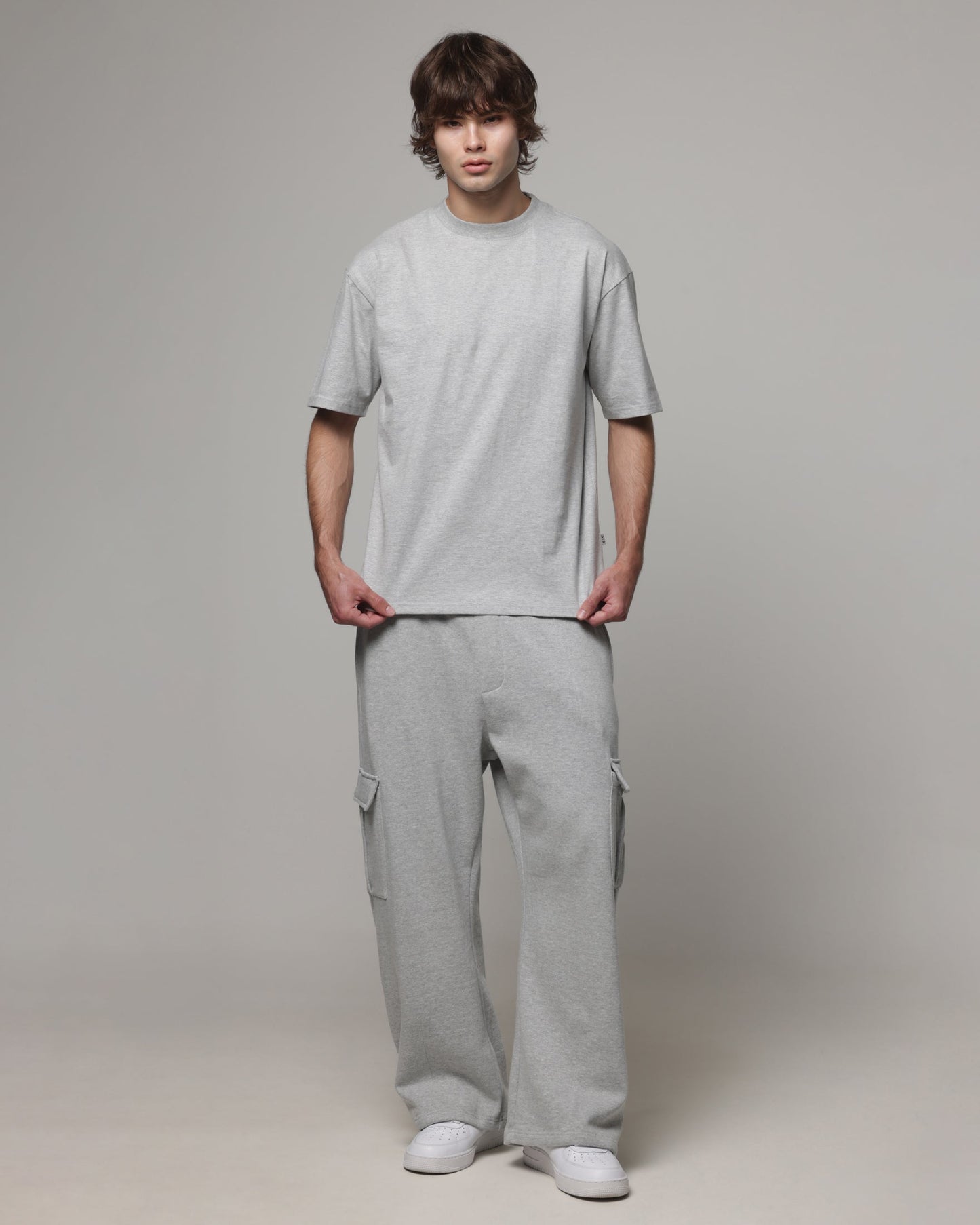 AVILA American Thrift Cargo Wide Leg Track Pants Grey Marle