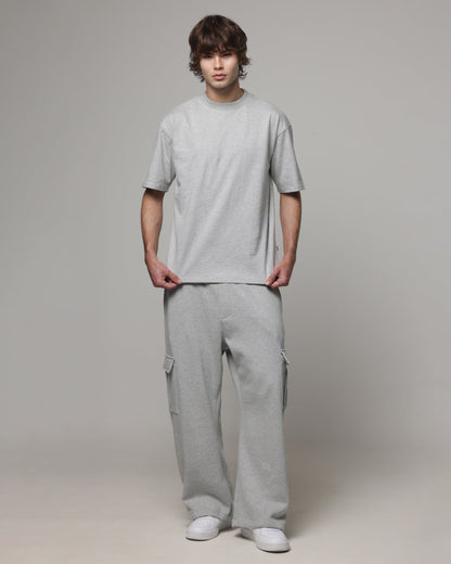 AVILA American Thrift Cargo Wide Leg Track Pants Grey Marle