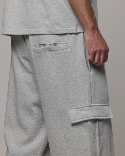 AVILA American Thrift Cargo Wide Leg Track Pants Grey Marle