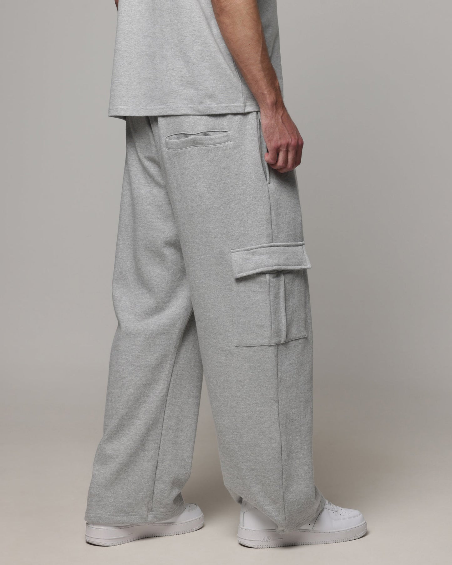 AVILA American Thrift Cargo Wide Leg Track Pants Grey Marle