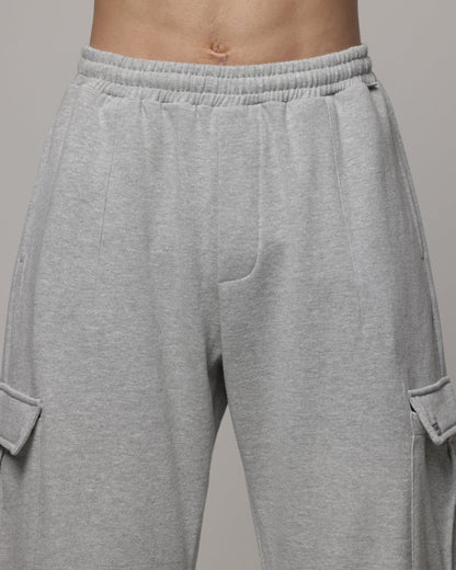 AVILA American Thrift Cargo Wide Leg Track Pants Grey Marle