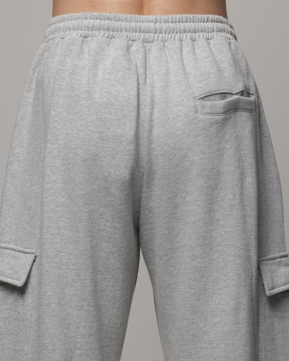 AVILA American Thrift Cargo Wide Leg Track Pants Grey Marle