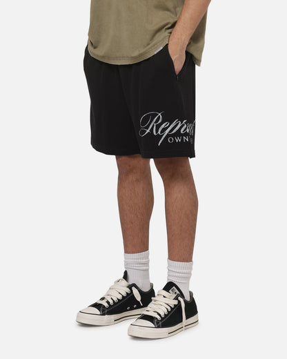 Represent Owners Club Script Mesh Shorts Black