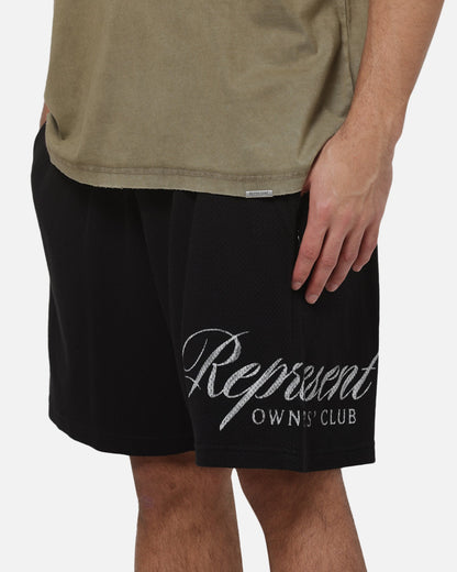 Represent Owners Club Script Mesh Shorts Black