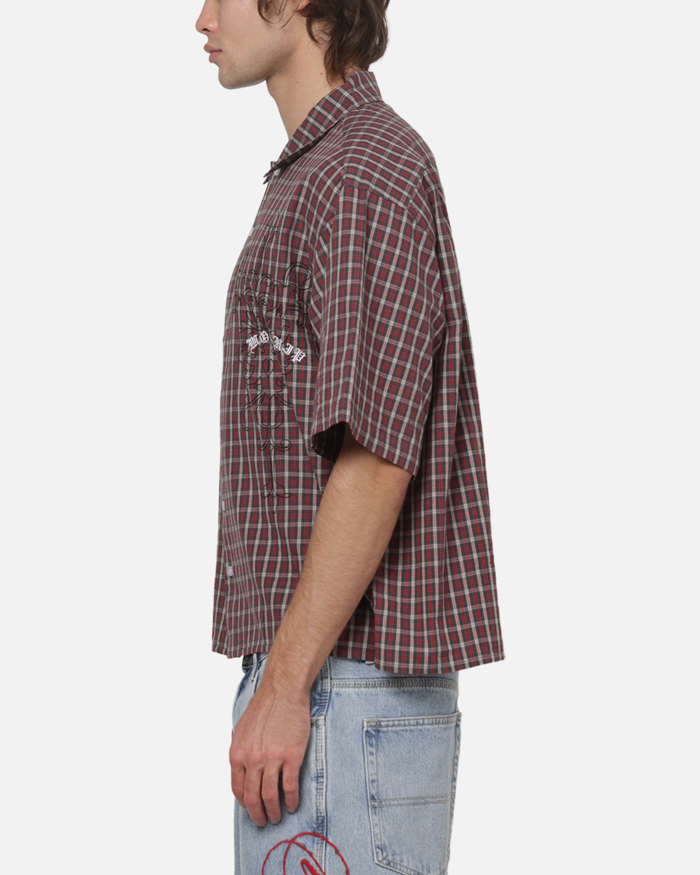 Worship Catharsis Box Crop Shirt Red Check
