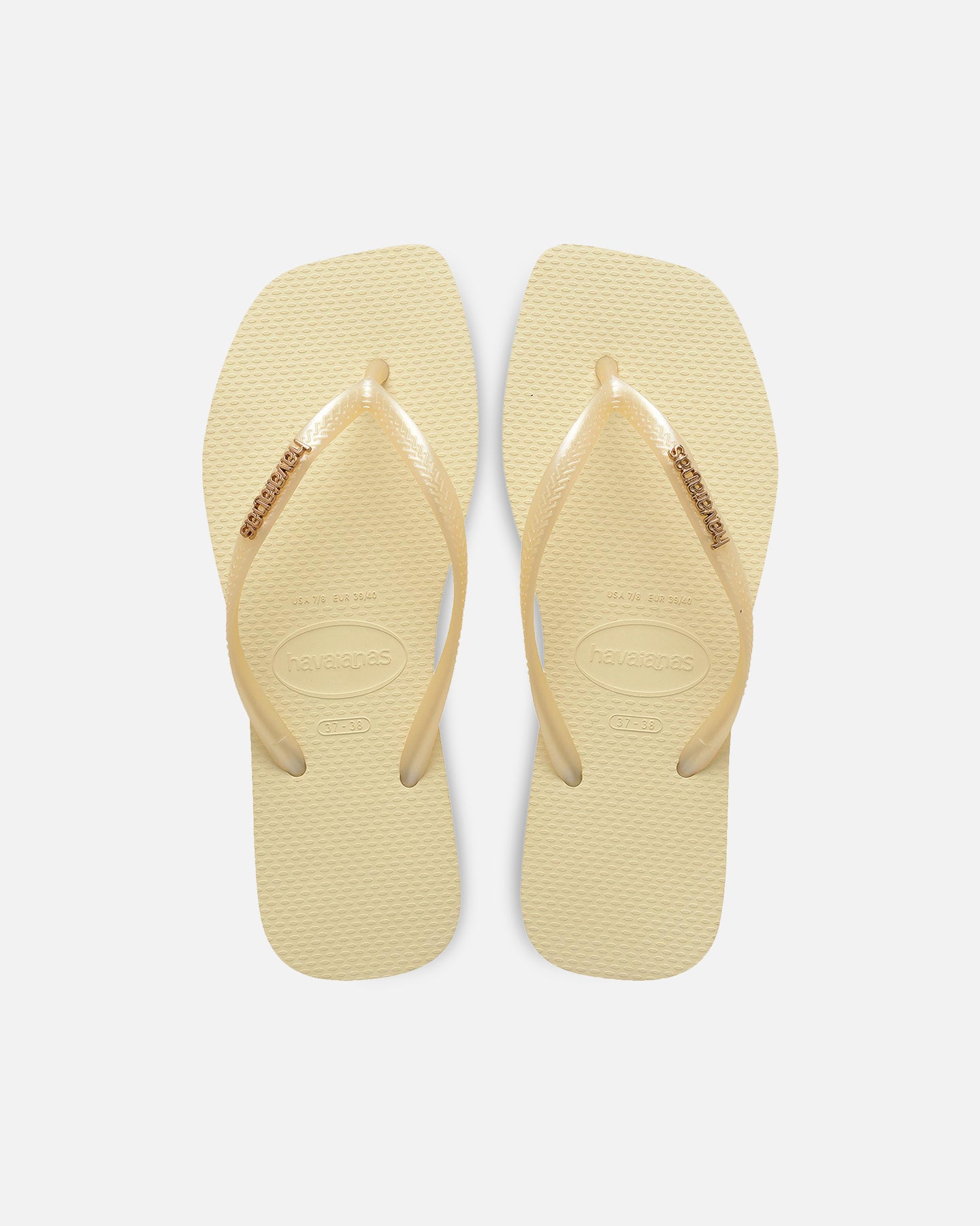 AVILA Havaianas Women's Square Toe Logo Metallic Thongs