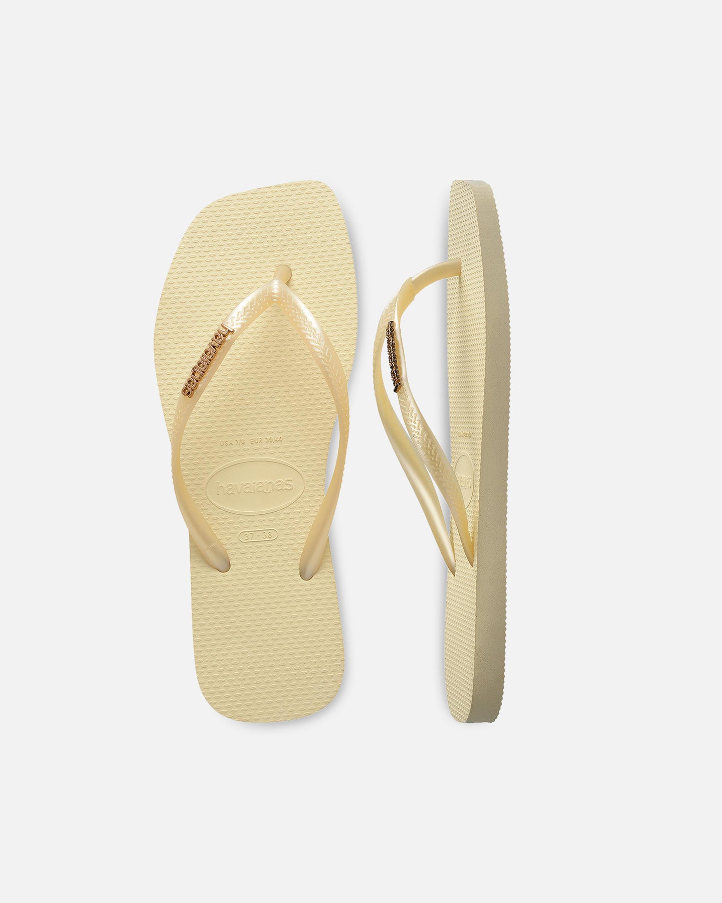 AVILA Havaianas Women's Square Toe Logo Metallic Thongs