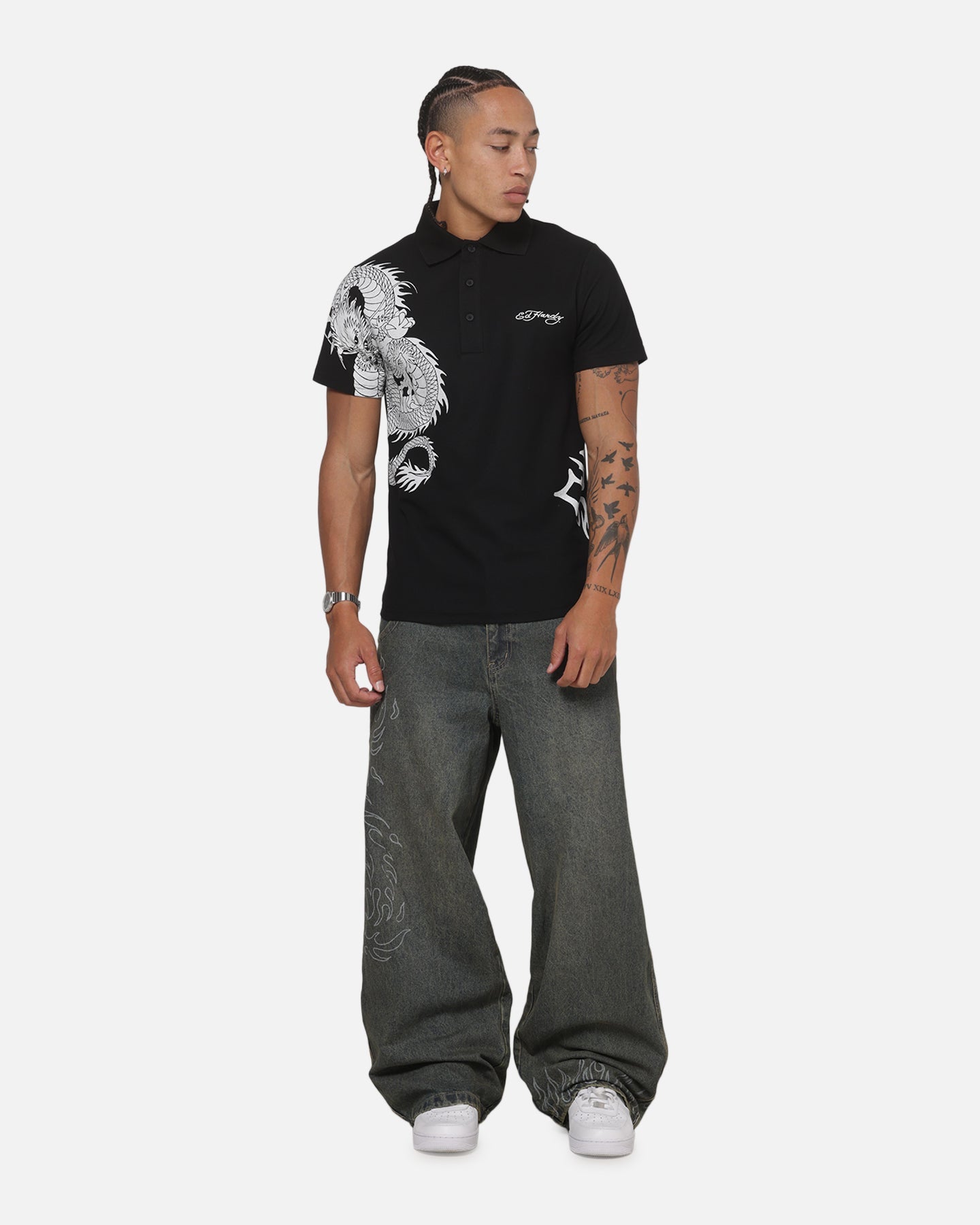 Ed Hardy Euro Polo Shirt Black