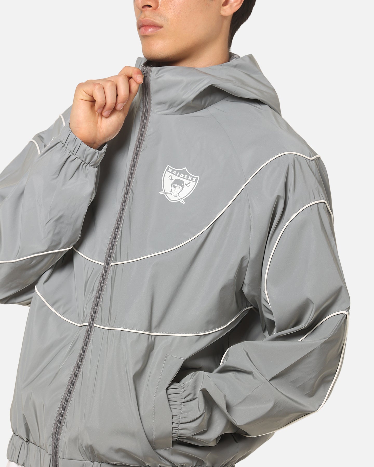 Mitchell & Ness Las Vegas Raiders Nylon Tracksuit Jacket Grey