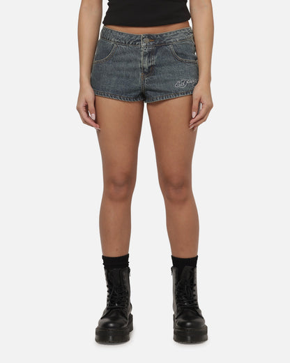 Ed Hardy Women's Signature Mini Shorts Mid Blue