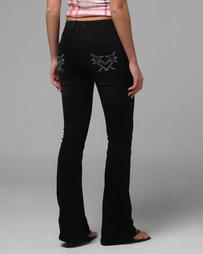 Loiter Women's Shibuya Low Rise Jeans Washed Black Denim