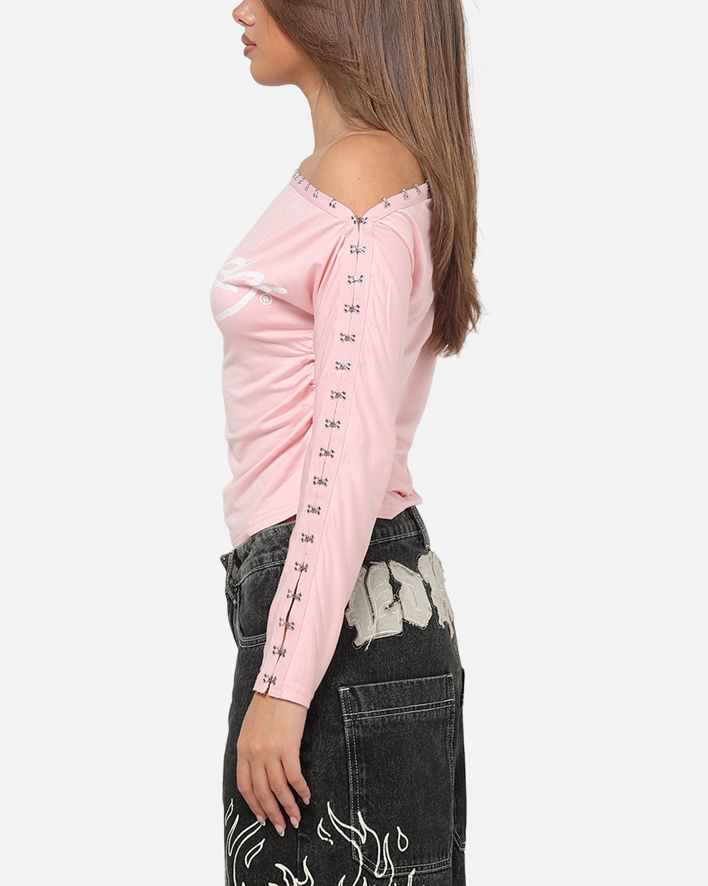 Ed Hardy Women's Hooked Aline Long Sleeve T-Shirt Pink