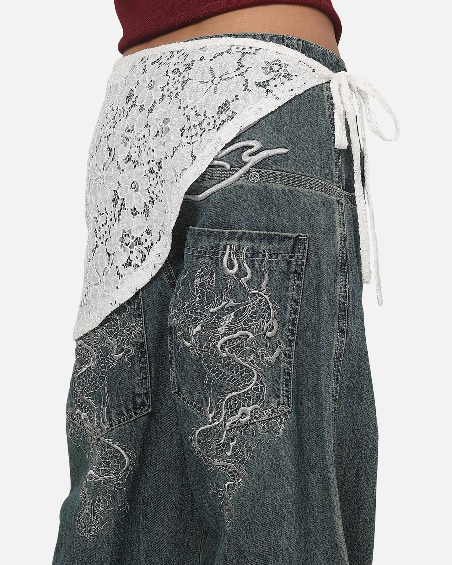 Ed Hardy Women's Lace Wrap Skirt White