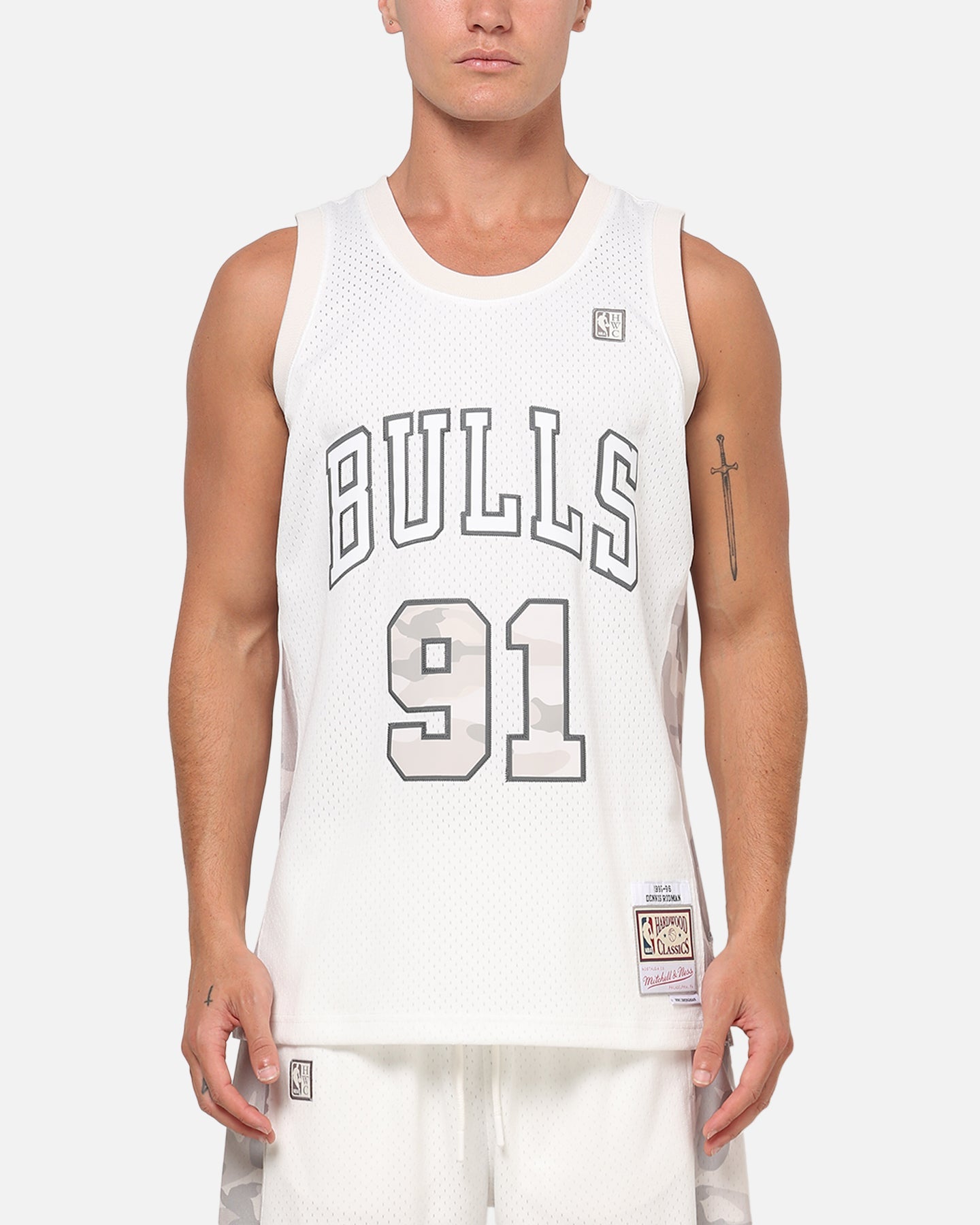 Mitchell & Ness Chicago Bulls Dennis Rodman #91 Snow Camo Energy Swingman Jersey Vintage White