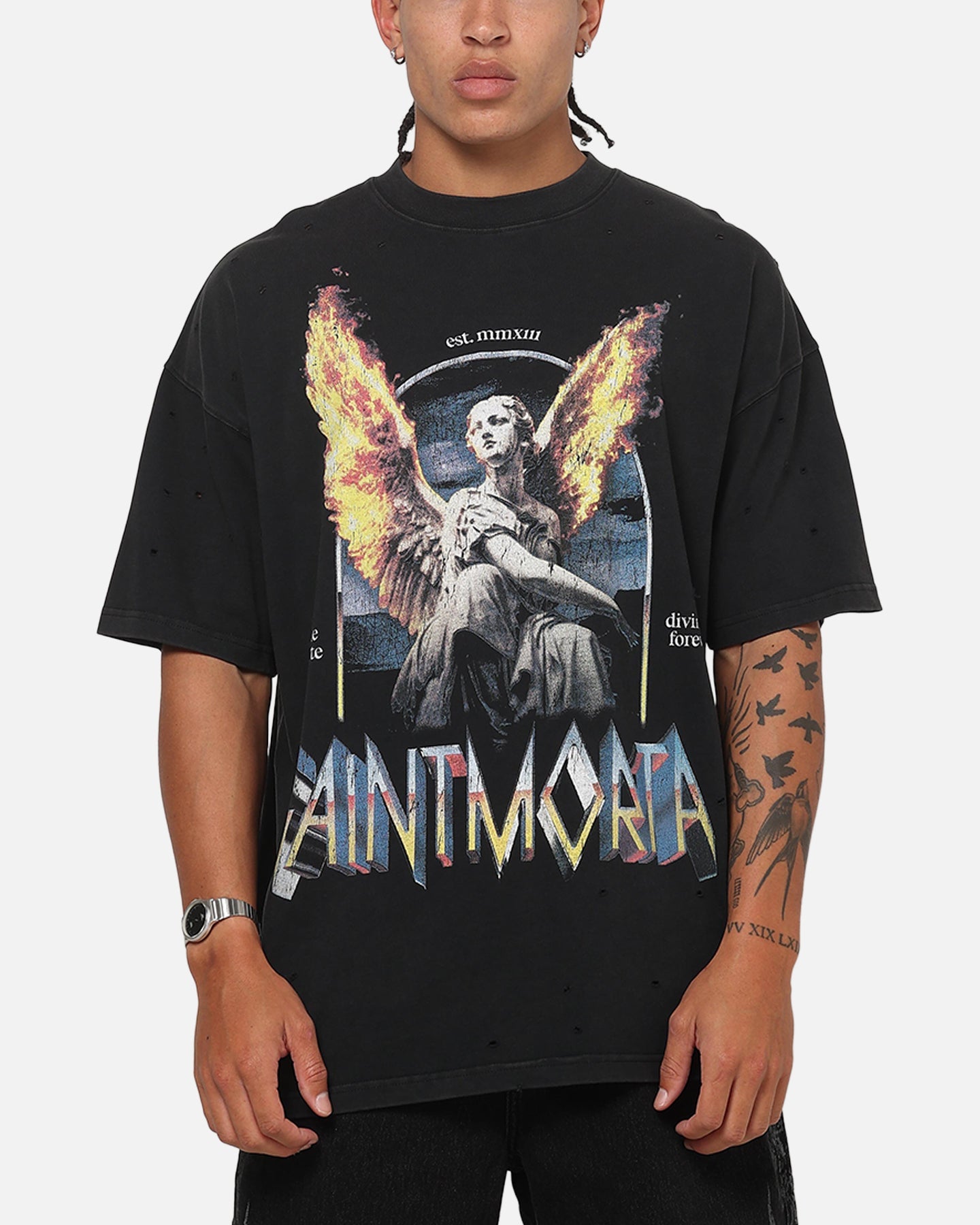 Saint Morta Divinity Forever Boxy T-Shirt Washed Black