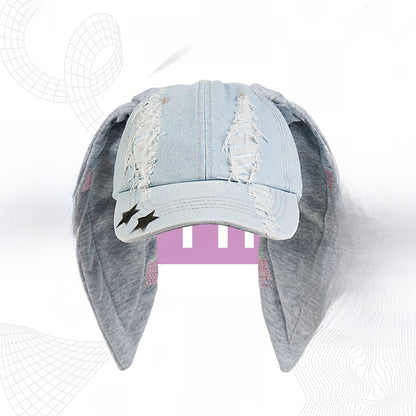 Trendy Rabbit Ear Denim Baseball Cap