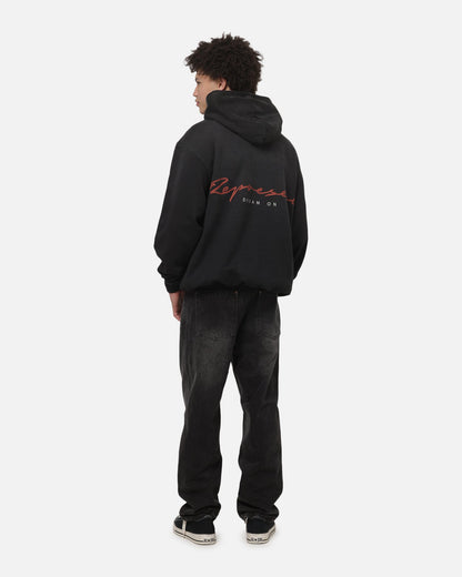 Represent Chrome Flight Hoodie Stained Black