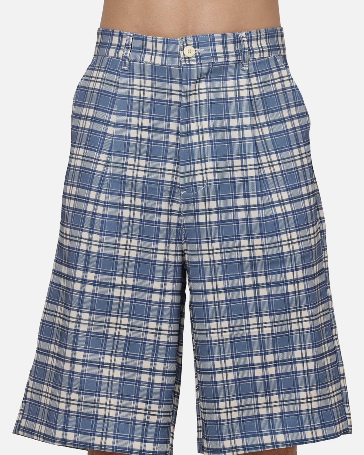 Carre Heritage Pleated Shorts Blue-plaid