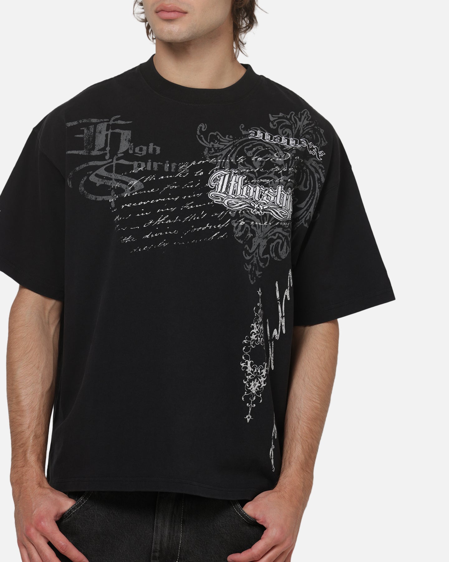 Worship Catharsis Box Crop T-Shirt Washed Black