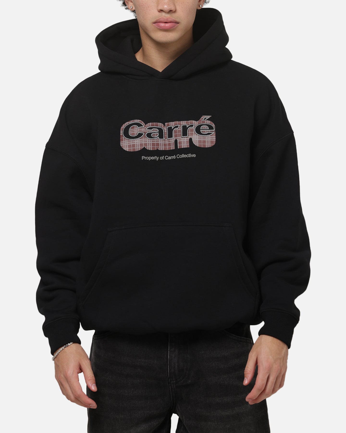 Carre Illusion Hoodie Solid Black
