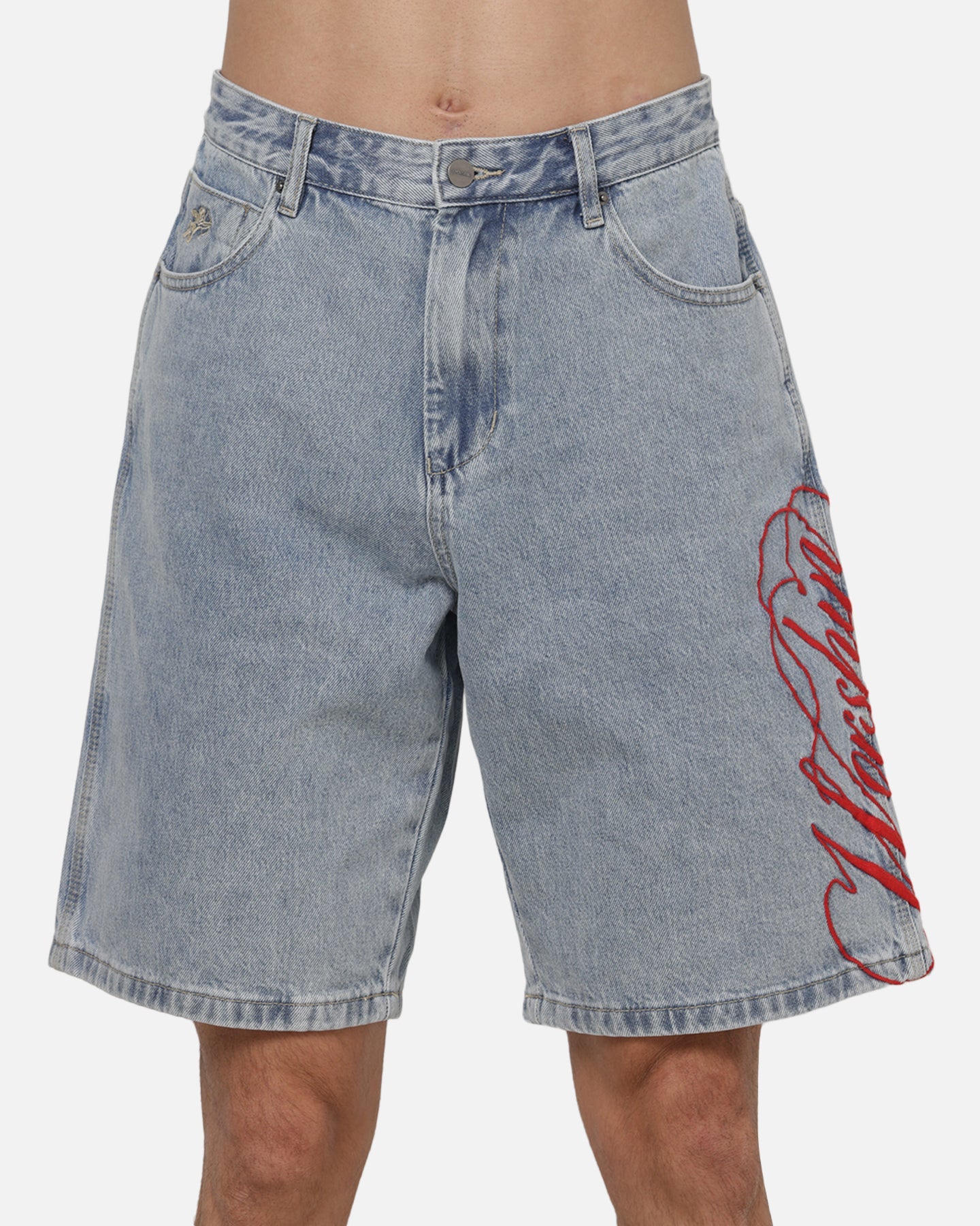 Worship Scripted Big Dawg Jean Shorts Worn Blue