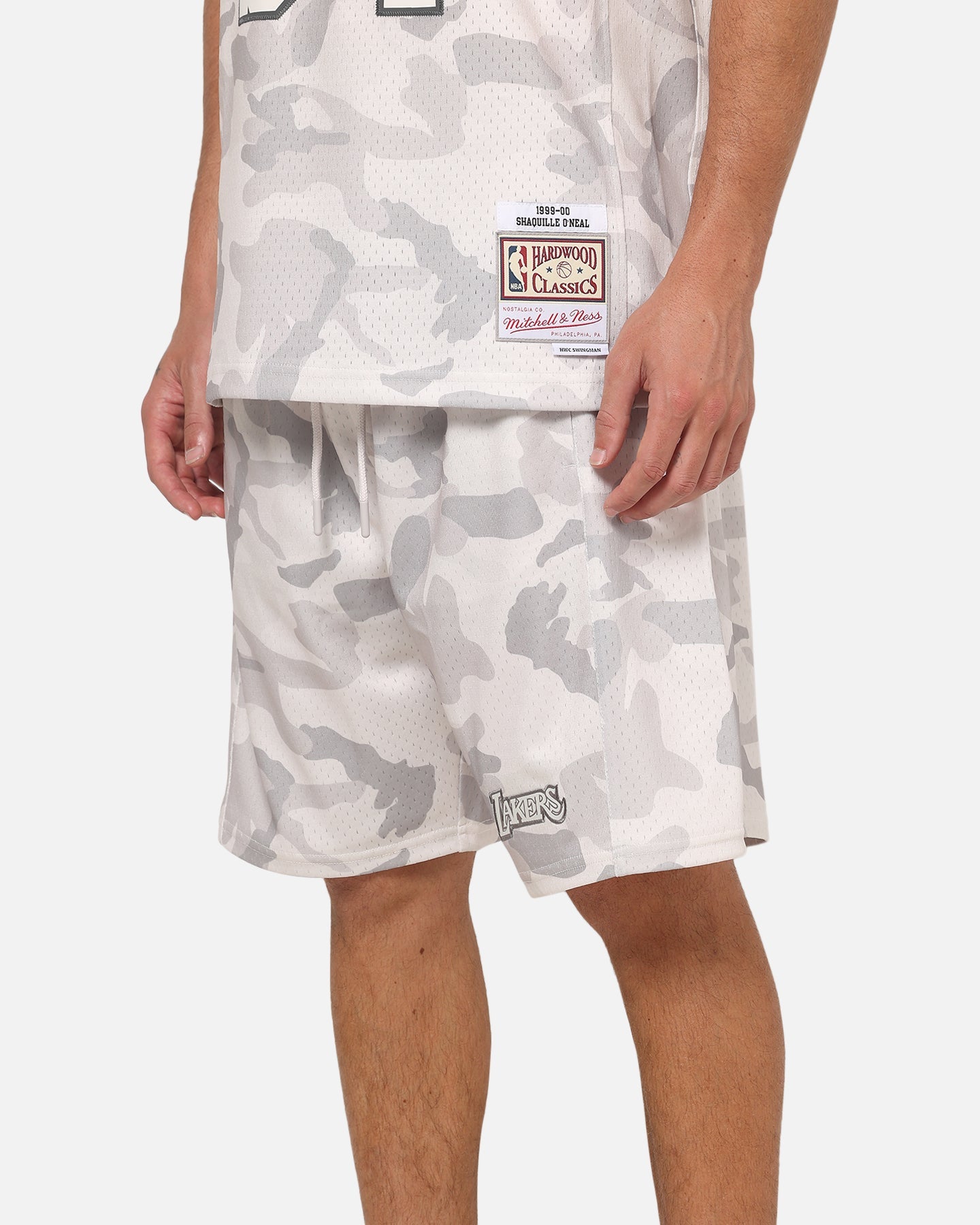 Mitchell & Ness Los Angeles Lakers Snow Camo Authentic Mesh Shorts White