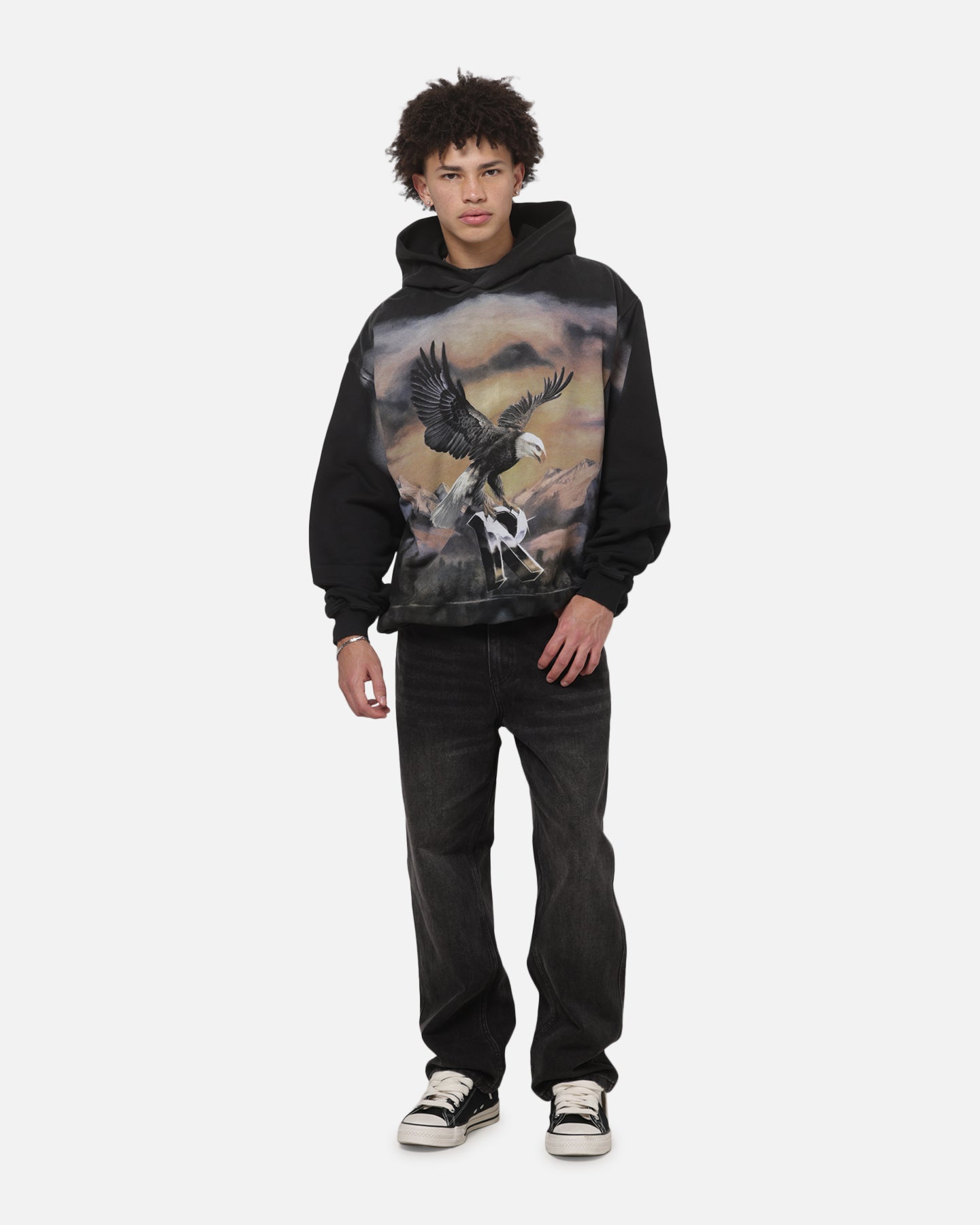 Represent Chrome Flight Hoodie Stained Black