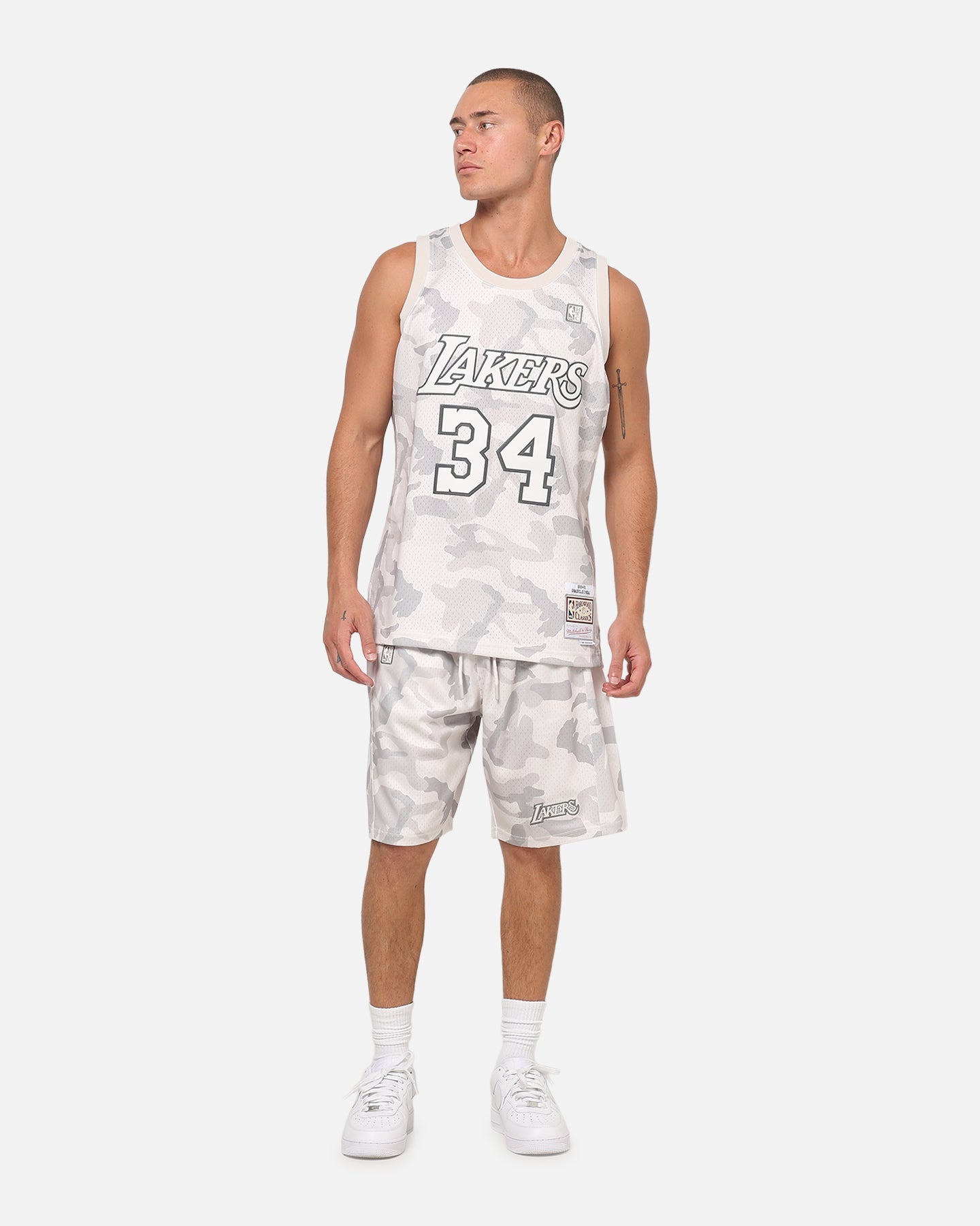 Mitchell & Ness Los Angeles Lakers Shaquille O'Neal #34 Snow Camo Energy Swingman Jersey Vintage White