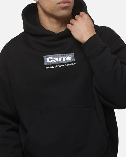 Carre Box Check Hoodie Solid Black