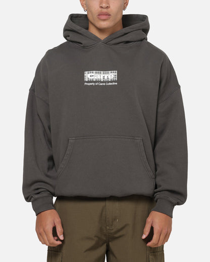 Carre Box Check Hoodie Charcoal